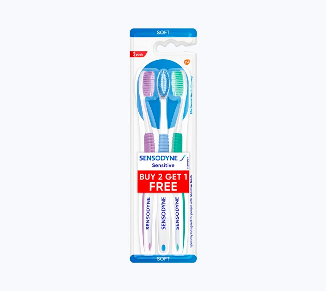 Sensodyne Sensitive Toothbrush (With Soft Rounded Bristles) 3pcs
