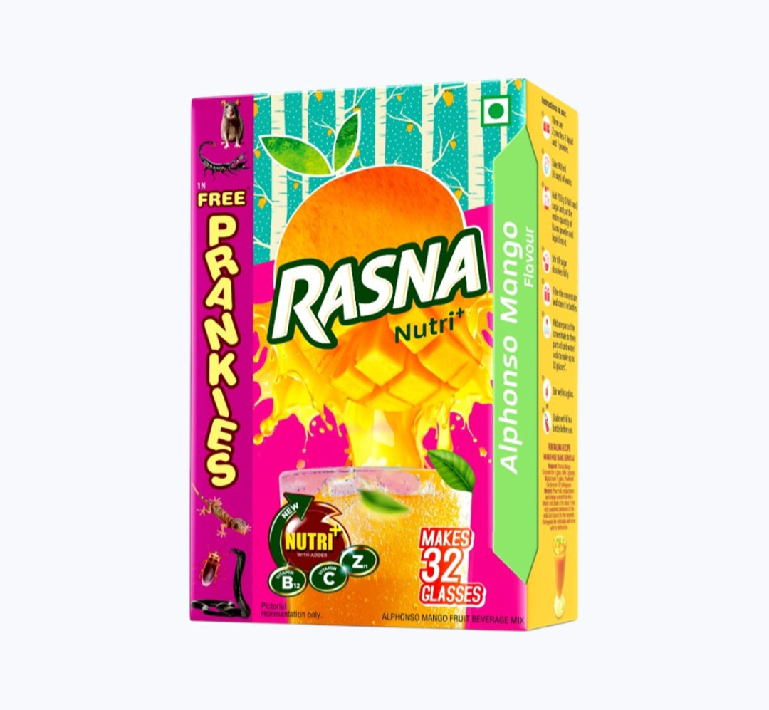 Rasna Fruit Plus Alphonso Mango Drink Mix (32 Glasses)